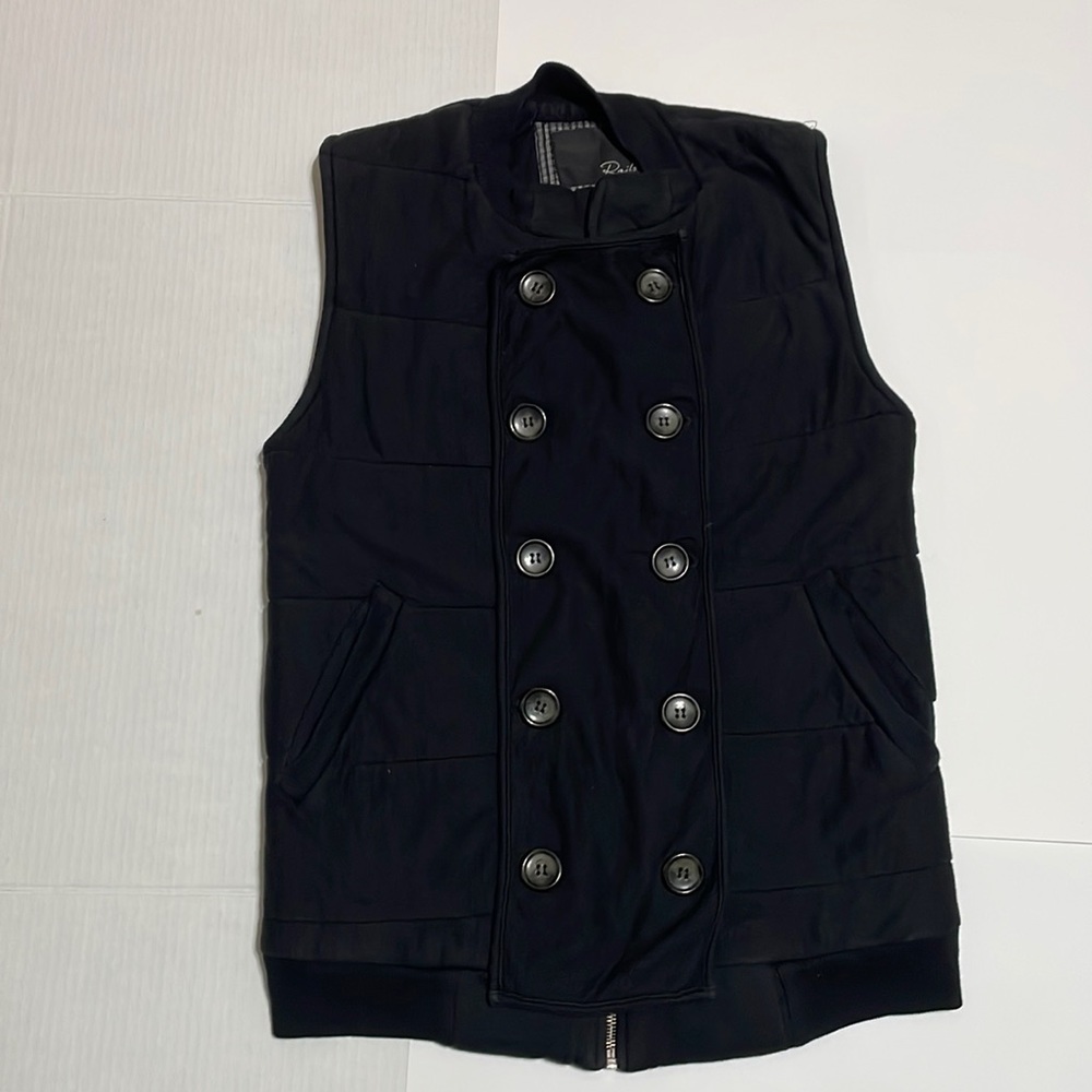 Rails Black Cotton Zip Up Vest Size S